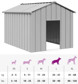 Casota para cães com telhado 113x153x101 cm aço galvanizado