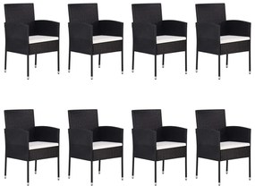9 pcs conjunto de jantar para jardim preto