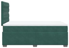 Cama boxspring com colchão 120x190 cm veludo verde-escuro