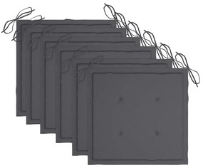 Cadeiras de jardim empiháveis c/ almofadões 6 pcs teca maciça