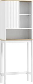 HOMCOM Móvel Sobre a Sanita com Porta Canelada Compartimentos e Prateleira Ajustável 65x25x170 cm Branco | Aosom Portugal