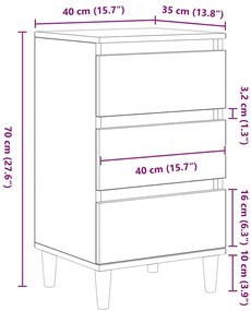 Mesa de cabeceira vidaXL Carvalho Artisan 40x35x70 cm Madeira de engen