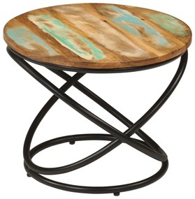 vidaXL Mesa de centro Ø50x40 cm madeira recuperada maciça e aço