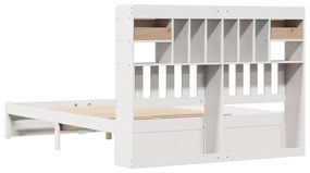 Cama com estante sem colchão 150x200 cm pinho maciço branco