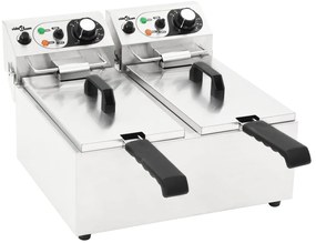 vidaXL Fritadeira elétrica dupla em aço inoxidável 12 L 4000 W