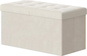 Banco com tampa 38 x 76 x 38 cm, com espaço de arrumação, para a entrada creme