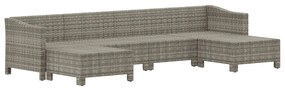 6 pcs conjunto lounge de jardim c/ almofadões vime PE cinzento