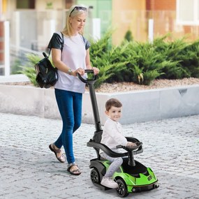 Carro de passeio 3 em 1 para crianças pequenas com licença oficial Lamborghini com sons de buzina e motor, grade removível verde