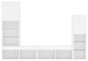 4pcs móveis de parede p/ TV c/ LEDs derivados de madeira branco