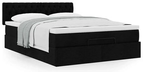 Cama otomana com colchão 140x200 cm tecido preto