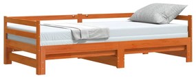 Sofá-cama com gavetão 90x190 cm madeira de pinho castanho cera