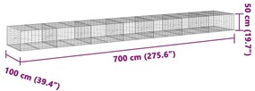 Cesto gabião com cobertura 700x100x50 cm ferro galvanizado