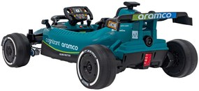 Carro elétrico para Crianças 12V 4 motores Formula 1 Aston Martin Rodas Espuma EVA, assento couro ecológico Carga até 30 kg Verde