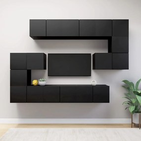 vidaXL 10 pcs conjunto de móveis de TV derivados de madeira preto