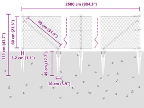 Cerca Hexagonal vidaXL Cinza 0.6x25 m Aço