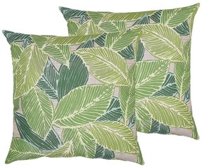 Conjunto de 2 almofadas exteriores com motivo de folha 45 x 45 cm verde VARKOS Beliani