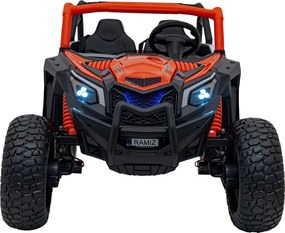Buggy elétrico para Crianças 24V, 4x4, 4 motores 200W, UTV X3 Off-Road, Rodas de espuma EVA, 2x Assentos Couro ecológico Laranja