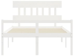 Estrutura de cama com cabeceira 120x200cm madeira maciça branco