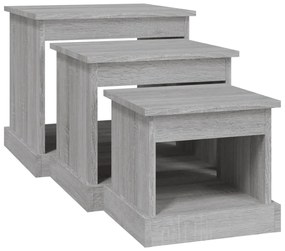 Mesas de centro 3 pcs derivados de madeira cinzento sonoma