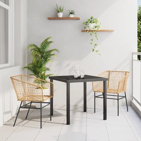 vidaXL Conjunto de Jantar de Jardim 3 Peças Castanho Vime PE