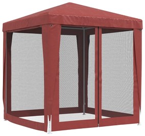 Tenda p/ festas c/ 4 paredes laterais rede 2x2 m PEAD vermelho