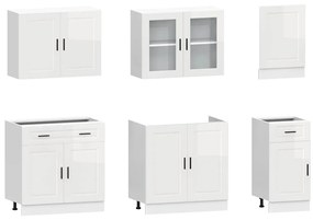 7 peças armário de cozinha conjunto Kalmar branco brilhante