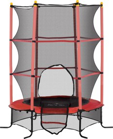 Trampolim infantil Ø 1,63 × 1,9 m de altura Rede de segurança Porta com fecho de correr Proteção para molas 6 postes almofadados Incluído Vermelho