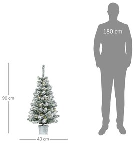 HOMCOM Árvore de Natal Pequena Artificial Ø40x90cm com Luzes LED 116 R