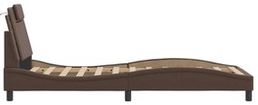 Estrutura cama c/ luzes LED 80x200 cm couro artificial castanho