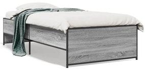 Estrutura cama 100x200 cm derivados madeira/metal cinza sonoma