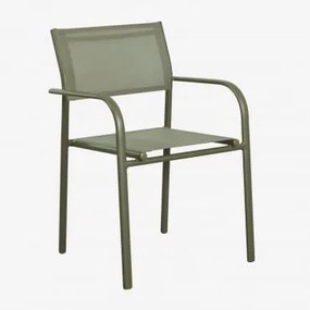 Cadeira De Jardim Empilhável Com Apoios De Braços Em Alumínio Olenia Verde Azeitona Intenso - Sklum
