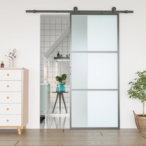 Ferragem para Porta de Correr (NÃO INCLUIDA) Kit de Acessórios para Porta Corredeira com 2 Trilhos de Aço de Carbono 200x40x0,6cm Preto