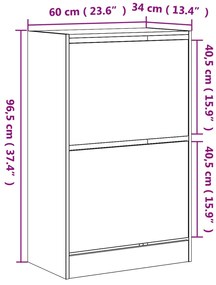 Sapateira 60x34x96,5 cm derivados de madeira cinzento sonoma
