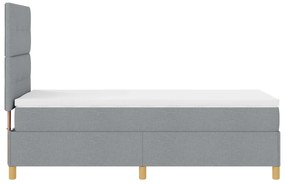 Cama Box Spring com Colchão Cinza Claro 80x200 cm Tecido
