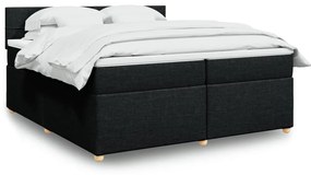 Cama com molas/colchão 200x200 cm tecido preto