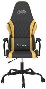 Cadeira gaming massagens couro artificial preto e dourado