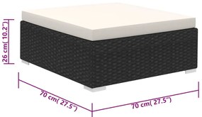 6 pcs conjunto lounge de jardim c/ almofadões vime PE preto