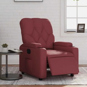 vidaXL Poltrona reclinável elétrica couro artificial vermelho tinto