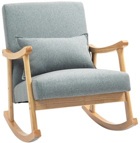 HOMCOM Cadeira de Balanço Poltrona Baloiço Moderna Poltrona Amamentação com Almofada Lombar Base de Madeira 65x87x84 cm Cinza Claro | Aosom Portugal