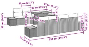 Conjunto de Jantar Jardim 9 Peças com Almofadas Preto Polirattan Acáci