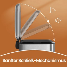 Caixote do lixo com 2 compartimentos 44,4 x 40,8 x 60,2 cm prateado