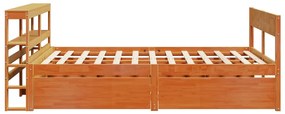 Cama sem colchão 140x200 cm madeira pinho maciça castanho-mel