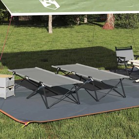vidaXL Cama de Camping Dobrável Dobrar 2 pcs Cinzeto 206 x 76 x 74 cm
