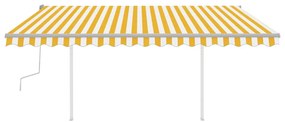 Toldo retrátil manual com luzes LED 4,5x3,5 m amarelo e branco