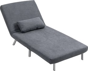 Poltrona convertível de 1 lugar, poltrona-cama clic-clac 3 em 1 com encosto ajustável, almofada, assento largo, cinzento escuro
