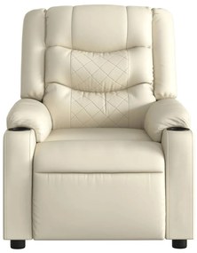 Poltrona reclinável elétrica couro artificial cor creme