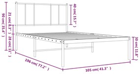 Estrutura de cama com cabeceira 100x190 cm metal branco