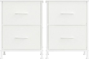 Conjunto de 2 mesas de cabeceira, com duas gavetas 30 x 39,6 x 52,2 cm Brancas