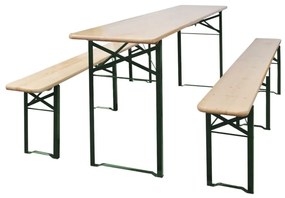 vidaXL Mesa de cerveja dobrável c/ 2 bancos 220 cm madeira de abeto