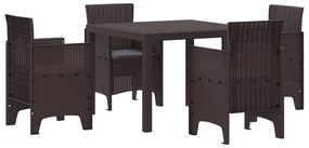 vidaXL Conjunto de Jantar para Jardim 5 pcs Castanho Rattan Polt